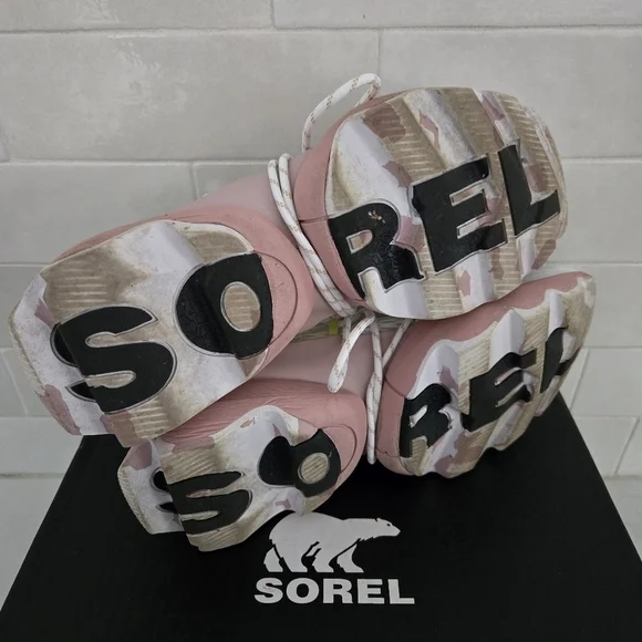Sorel Kinetic Impact Lace-Up Chunky Sneaker White Eraser Pink Size 8 - Picture 4 of 7